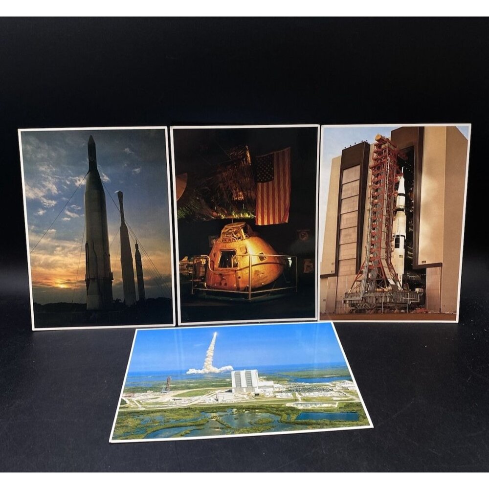 NASA 4 Photo Postcards Apollo Challenger Space Shuttle Kennedy Space Center 1980